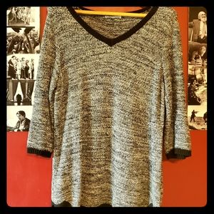 Black and White 3/4 Sleeve Sweater